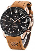 BENYAR Classic Fashion Elegant Chronograph Watch Casual Sport Leather Band Mens Watches 5140L (Brown-Black): Watches