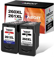 ABOIT Remanufactured Ink Cartridge Replacement for Canon 260XL 261XL 260 XL 261 XL PG-260 XL CL-261 XL ink to use with Canon TS5320 TS6420 TR7020 All In One Wireless Printer (1 Black, 1 Color, 2 Pack): Office Products