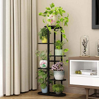 Multi Tier Iron Plant Stand - Indoor 6 Layer Tiered Wrought Iron Flower Pot Stand Metal Plant Display Rack Shelf Multi-Tiered Plant Holder for Living Room Corner Patio Balcony Court Garden (Black) : Garden & Outdoor