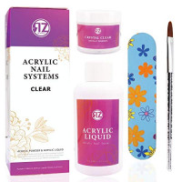 Reazeal Professional Acrylic Powder Kit System, Clear Acrylic Powder 2oz, With Acrylic Nail Brush,Nail Extension Paper Tray: Beauty