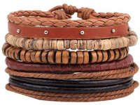 Diamondo Woven Leather Hemp Rope Bracelet Multilayers Adjustable Men Women Fashion: Sports & Outdoors