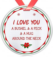 Elegant Chef I Love You a Bushel & a Peck & a Hug Around The Neck Christmas Ornament- Xmas Holidays Decoration Gift for Mom Grandma- 3 inch Flat Stainless Steel: Home & Kitchen