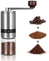 Manual Coffee Grinder - Hand Coffee Mill with Ceramic Burrs 6 Adjustable Settings - Portable Hand Crank (Straight): Kitchen & Dining