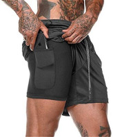 Akk Men's 2 in 1 Running Shorts Workout Training Yoga Gym Sport Short Pants with Zipper Phone Pockets: Clothing