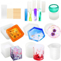Silicone Moulds for Resin Casting DIY Cup Candle Moulds Pen Holder Makeup Brush Holder FineGood 2 PCS Resin Moulds Silicone