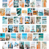 Wholesale Cy2side 50pcs Blue Aesthetic Picture For Wall Collage 50 Set 4x6 Inch Summer Beach Collage Print Kit Fashion Room Decor For Girls Room Wall Art Print Dorm Photo Display Vsco Posters