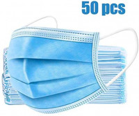50pcs 3-Ply Disposable Face Mask Can be Used in Offices, Households Sensitive to Pets, and Crowded Places, with Elastic Earloop Random Color (Blue White): Health & Personal Care