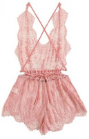MakeMeChic Women's Lace Teddy Lingerie Deep V Backless Sleeveless Romper Sleepwear at Women’s Clothing store