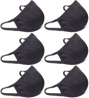 QueensFace 3D Cotton Face Mask Mouth Cover 2 Layer Thin Black (6 Pack): Home Improvement