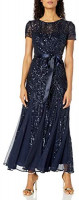 R&M Richards Women's One Piece Short Sleeve Embelished Sequins Gown at Women’s Clothing store