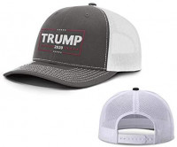 D&J East Trump 2020 Back Mesh Trucker Hat, Unisex, Charcoal-White: Clothing