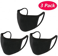 3 Pack Cotton Mouth Mask Anti Dust Mouth Mask, UNIME Unisex Black Face Mask Reusable Fashion Mask Anime Face Mask Washable Mask Reusable Mask for Cycling Camping Travel for Adults Men Women