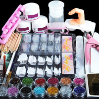 Coscelia Acrylic Powder Glitter Nail Art Kit False Nail Tips Nail Art Decoration Tools: Beauty