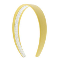 Yellow 1 Inch Wide Leather Like Headband Solid Hair band for Women and Girls: Beauty
