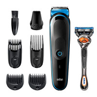 Braun All-in-one trimmer MGK5245, 7-in-1 Beard Trimmer, Hair Clipper, Detail Trimmer, Rechargeable, with Gillette ProGlide Razor, Black/Blue: Beauty