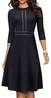 HOMEYEE Women's Chic Crew Neck 3/4 Sleeve Party Homecoming Aline Dress A135 at Women’s Clothing store