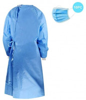 Sendry Unisex Disposable Isolation Suit - Protective Clothing,Anti-Static Waterproof Anti-Fog Dust-Proof Protective Coverall Non-Woven Protection Gown with 10PC Face Cover - Pack of 10: Home & Kitchen