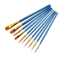 Heartybay 10Pieces Round Pointed Tip Nylon Hair Brush Set, Blue