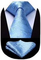 Wholesale HISDERN Baby Blue Tie Light Powder Blue Ties for Men Solid ...