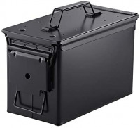 Metal Ammo Case Can – Military and Army Solid Steel 50 Cal Holder Box (Black, 50CAL): Sports & Outdoors