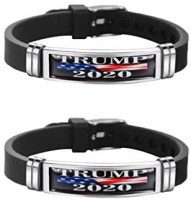 TENDYCOCO 2PC Presidential Campaign Bracelet Silicone Stainless Steel Bangle Simple Wristband for Men Women Trump 2020 Regular Strap Design A: Jewelry