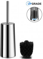 Homemaxs Toilet Brush and Holder【2020 Upgraded】, 304 Stainless Steel Toilet Brush with Long Handle(15.4x9.4x4.3IN), Hideaway Toilet Bowl Cleaner Brush for Bathroom(Polished Surface Holder): Home & Kitchen