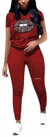 VKVKA Women's Casual 2 Piece Outfits Ripped Hole Pullover Hoodie Sweatsuit Sport Set at Women’s Clothing store