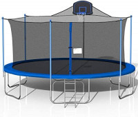 16 FT Basketball Trampoline Combo, Home Trampoline, Outdoor Bouncing Bed for Children, Fitness Trampoline, Outdoor Large-scale Trampoline with Net for Kids and Adults, Trampoline for Family School (Blue) : Sports & Outdoors