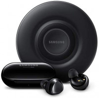 Samsung Galaxy Buds+ Plus, True Wireless Earbuds w/improved battery and call quality, Black & Certified Fast Charge Wireless Charger Pad (2019 Edition) with Cooling Fan US version