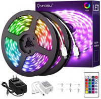 Onforu 65.6ft LED Strip Light, 5050 RGB Dimmable LED Light Strip, Color Changing LED Tape Light, 20m Multi Colored Rope Light with Remote and 24V Power Supply for Bedroom, Party, Living Room: Home Improvement