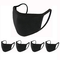 5 Pcs Face Shield Unisex Black Cotton Washable, Reusable Cotton Fabric: Beauty