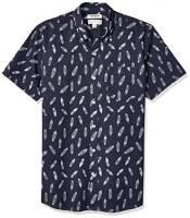 Brand - Goodthreads Men's Standard-Fit Short-Sleeve Printed Poplin Shirt: Clothing