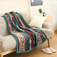 Ukeler Flannel Sherpa Throw 50'' x 60''- Bohemian Soft Plush Flannel Blanket Throws for Bed/Couch/Sofa/Office/Camping: Home & Kitchen