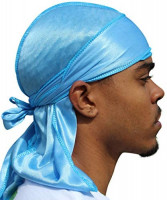 Veeta Superior Silky Durag (Multiple Colors) - Smooth Silk Fabric | Maximum Compression & Comfort (Blue Frost): Clothing