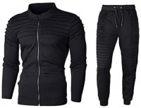 Stoota Mens Tracksuit Set, Solid Color Zipper Hoodies Sweatshirt Sweatpants Comfort Suit for for Jogging Running Sport: Clothing