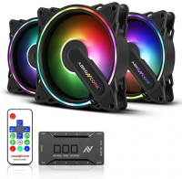 ABKONCORE HR120 PC Fan, SYNC PWM RGB 120mm Computer Fans, Hurricane RGB Frame PC Case Fans with Hydro Bearing and Anti Vibration Pads, Silent Dual Fans with 61 LED Modes, Fan Control Hub (3in1 Kit): Computers & Accessories