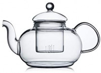 CnGlass Glass Teapot Stovetop Safe, Clear Teapot with Removable Infuser 20.3 oz, Loose Leaf and Blooming Tea Maker: Teapots