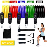 Resistance Bands Set Suitable for Man and Woman Exercise Band 10-100 pounds can be Stacked or Used Separately Improve Fitness(12PACK) : Sports & Outdoors