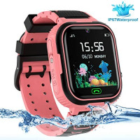 Kids Smart Watch Phone, LBS/GPS Tracker Waterproof Smartwatch for Boys Girls Children SOS Touch Screen Camera Two-Way Call for 3-12 Years Old (Pink): Electronics