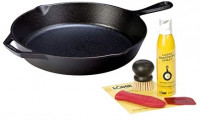 Product Name: Lodge Seasoned Cast Iron Skillet - 12 Inch Ergonomic Frying Pan with Care Kit for All Cast Iron Cookware: Kitchen & Dining