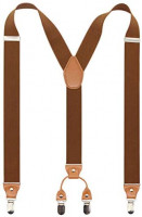 Men’s Y-Back 4 Metal Clip Elastic Wide Suspenders Perfect For Both Casual&Formal (Coffe) at Men’s Clothing store
