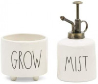 Rae Dunn by Magenta Gift Set of"Mist" in Large Letters LL Mister and"Grow" in Large Letter Planter: Garden & Outdoor