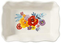 The Pioneer Woman Flea Market Decorated 2.3-Quart Ruffle Top Stoneware Bakeware: Kitchen & Dining