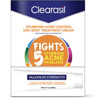 Clearasil Stubborn Acne Control 5 in 1 Spot Treatment Cream, 1 oz (Pack of 2) : Nutritional Supplements And Vitamins : Beauty
