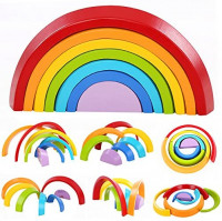 lewo wooden rainbow stacking game