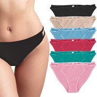 Jo & Bette 6 Pack Cotton Bikini Womens Underwear String Panties Soft Sexy